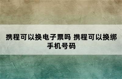 携程可以换电子票吗 携程可以换绑手机号码